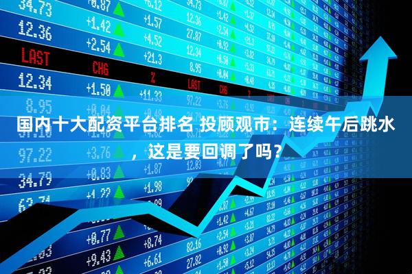 国内十大配资平台排名 投顾观市：连续午后跳水，这是要回调了吗？